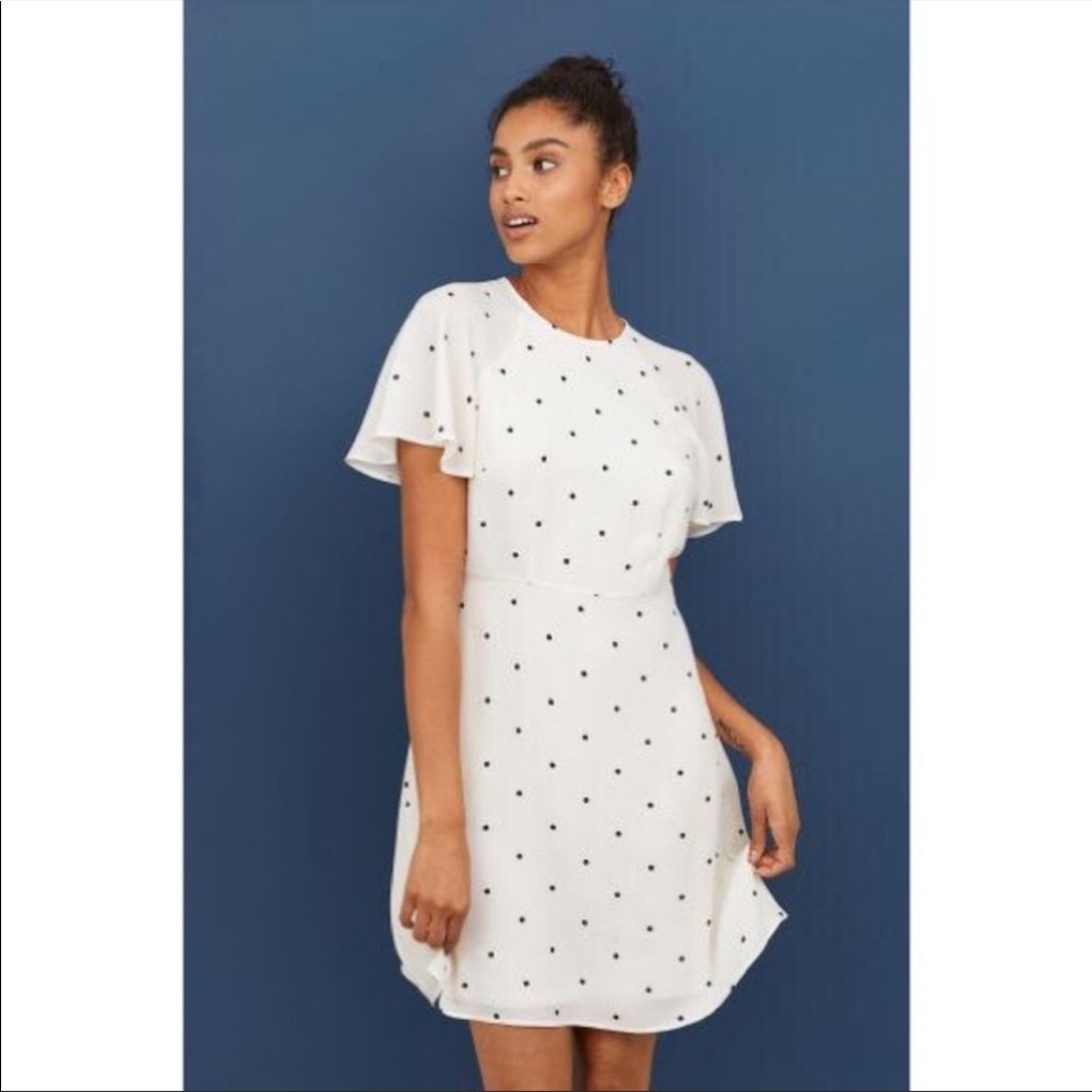 H&M Polka Dot Flounce Sleeve Dress